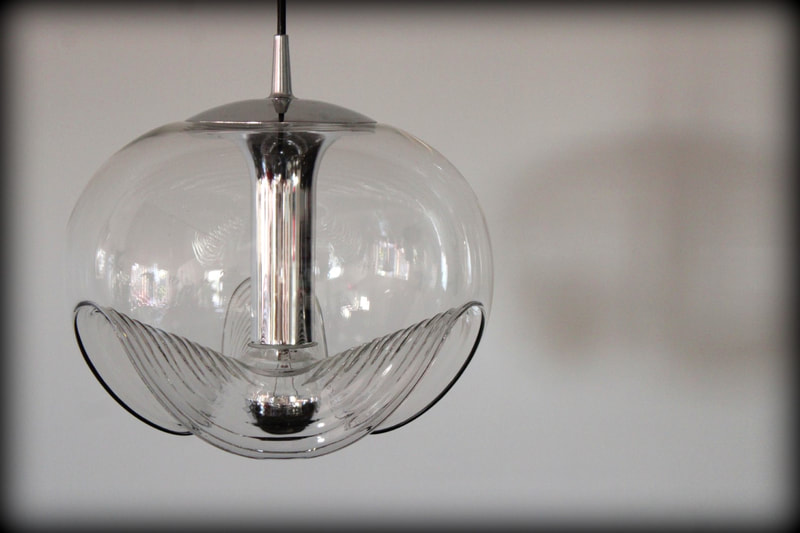 Vintage design XL Futura hanglamp Peill & Putzler Wave kristal glaswerk