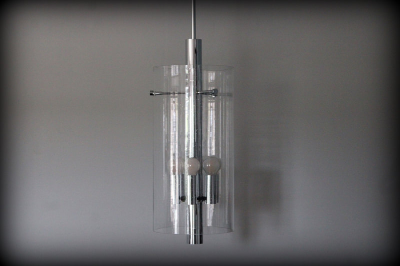 Vintage design cilindrische hanglamp Glashutte Limburg chroom