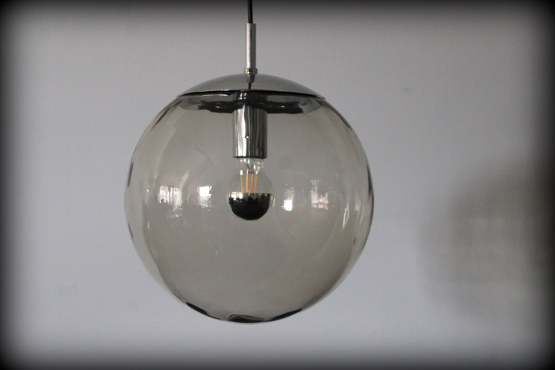 Vintage design kristalglazen hanglamp Peill & Putzler chroom
