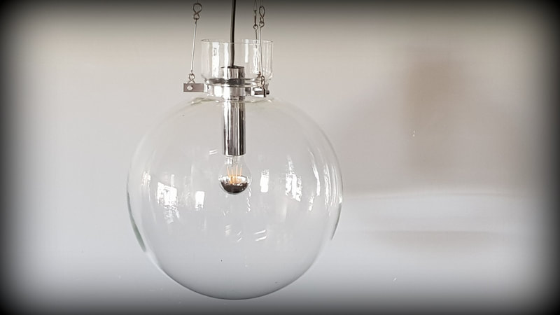 Vintage design hanglamp helder glas LIMBURG GLASHÜTTE
