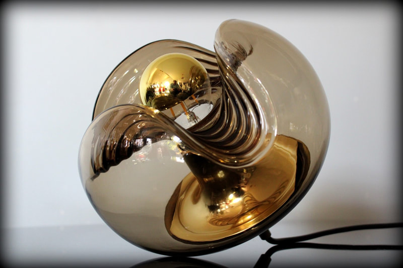 Vintage design Futura hanglamp Peill & Putzler Topaas kristal glaswerk