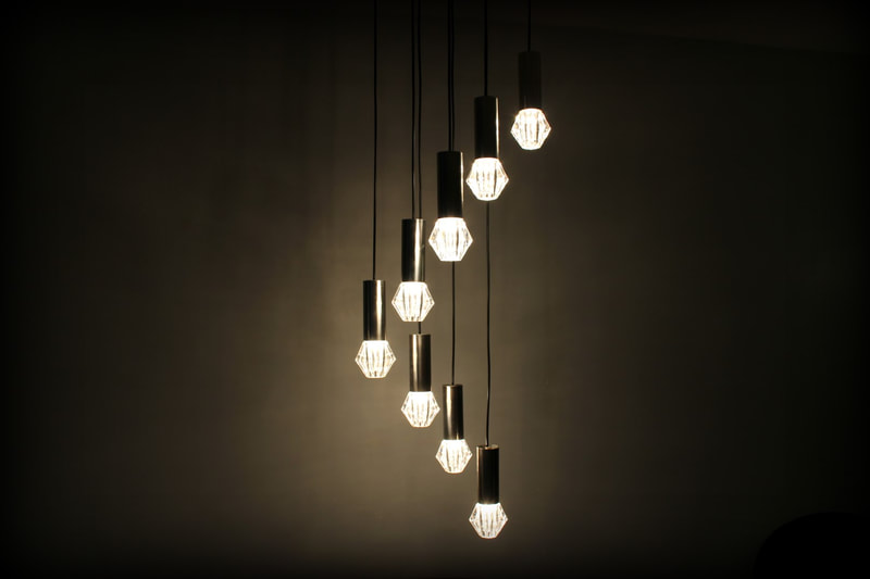 Vintage design cluster hanglamp 8 lichtpunten Bankamp Leuchten