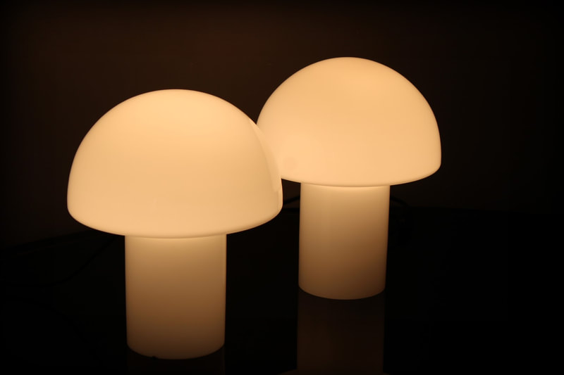 Paar vintage Peill & Putzler mushroom design tafel- nachtlampen