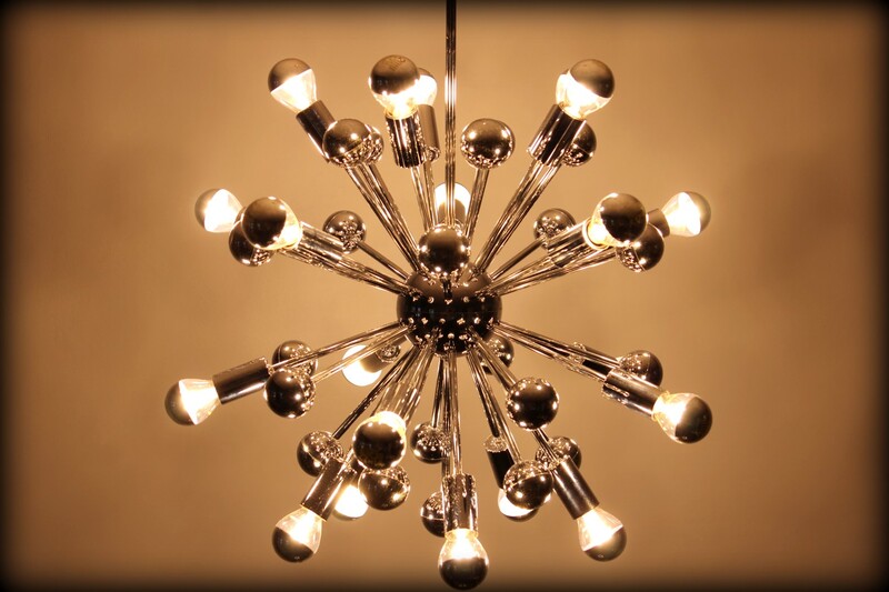 Vintage 'Sputnik' design luchter Boulanger incl. LED kopspiegellampen