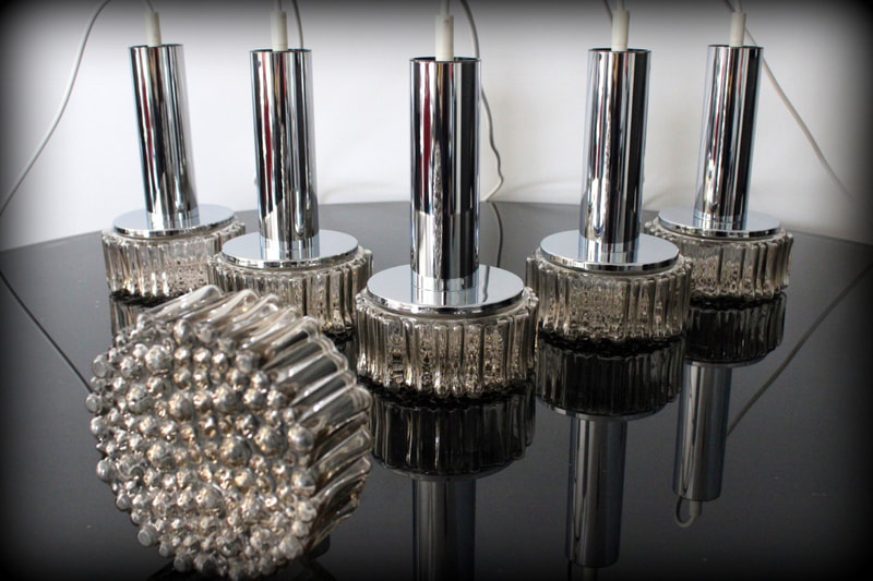 Set van 5 vintage design hanglampen Staff Leuchten druppelglas