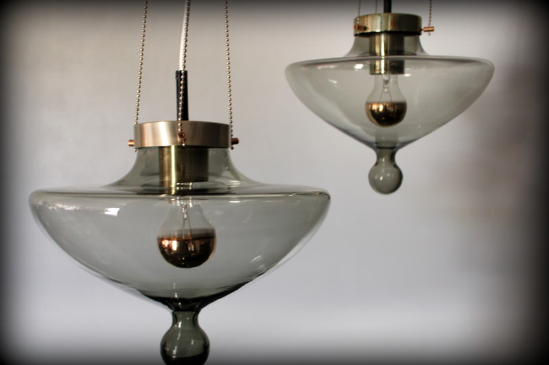 Paar vintage design hanglampen Raak High Chaparral 