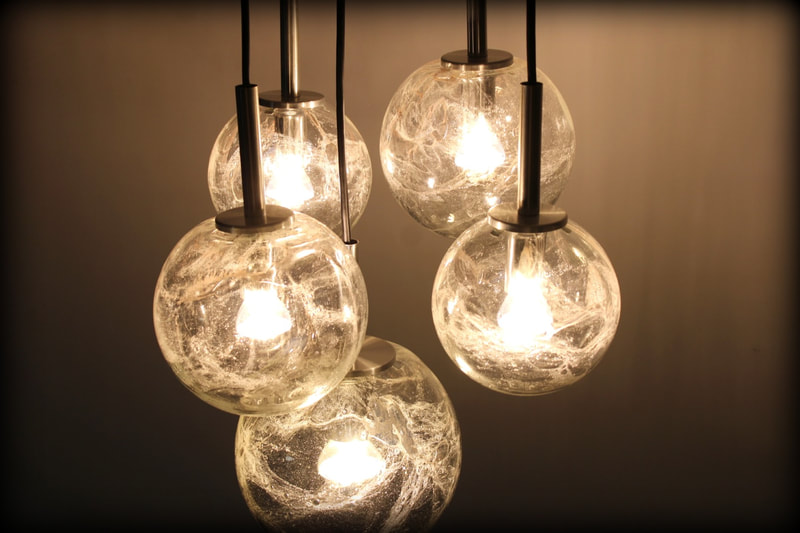 Vintage Doria Leuchten design cluster hanglamp glaswerkkunst 