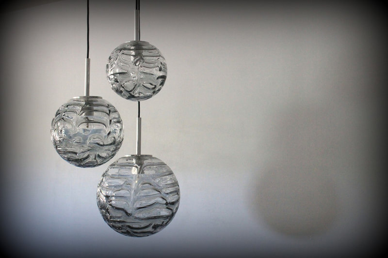 Vintage design cascade hanglamp artistiek glaswerk Doria Leuchten (3lp)